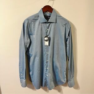 Hammer made teal blue robinwood shirt size 41 with contrasting cuff.